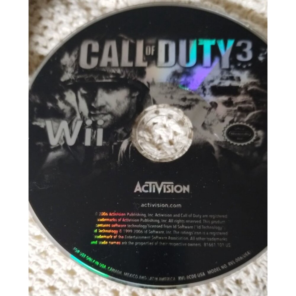 Call Of Duty 3 Nintendo Wii Game Disc Activision 2006 Disc‎ only